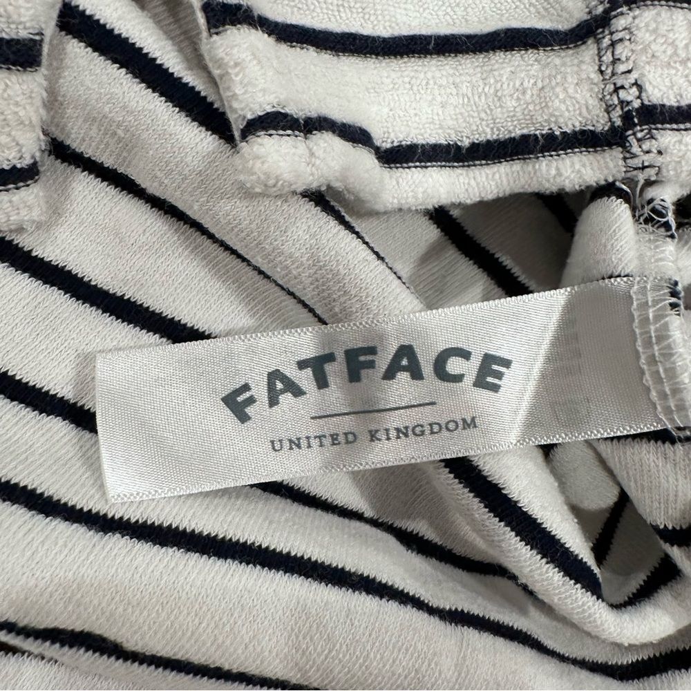 Fat Face Terry Cloth White with Navy Stripes Hoodie Oversized Size 2 - Picture 9 of 10